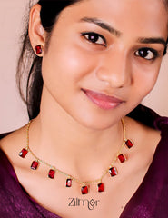 Simple Sufi Stone Necklace Earrings Set (color option) - AS100738