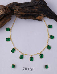 Simple Sufi Stone Necklace Earrings Set (color option) - AS100738