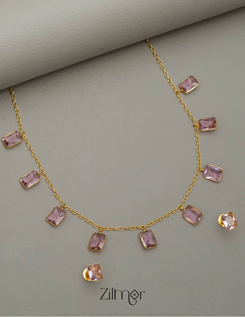 Simple Sufi Stone Necklace Earrings Set (color option) - AS100738