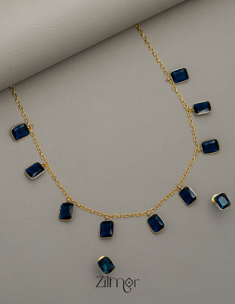 Simple Sufi Stone Necklace Earrings Set (color option) - AS100738