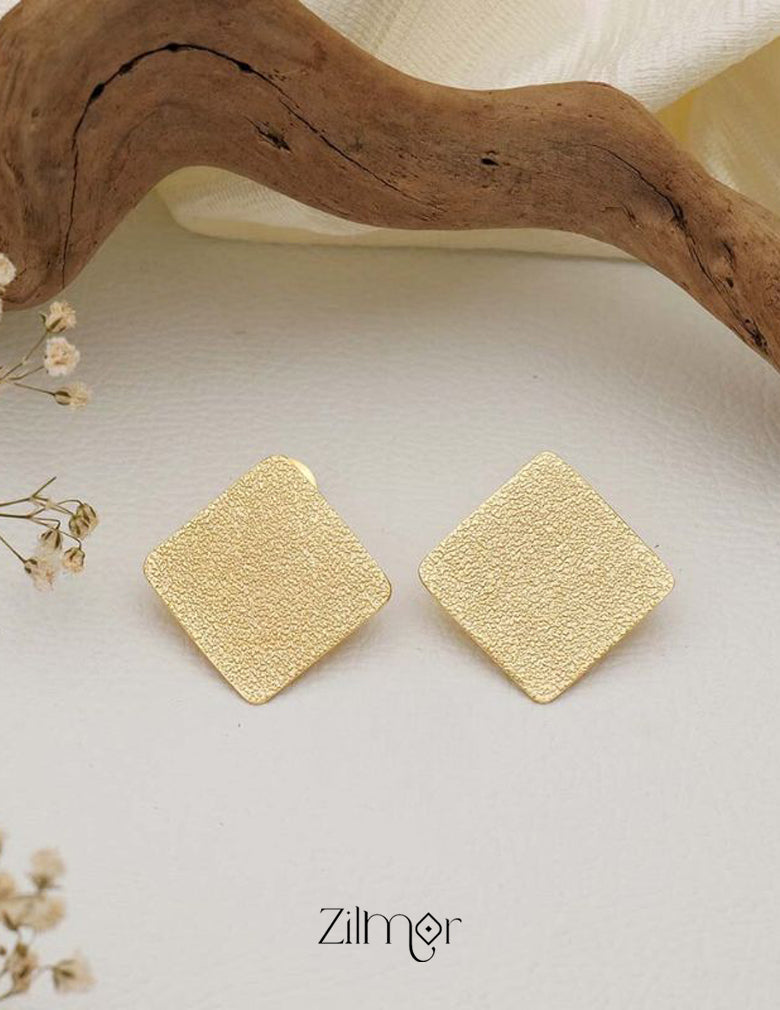 Square Brass  Stud Earrings - AS100730 1-Zilmor