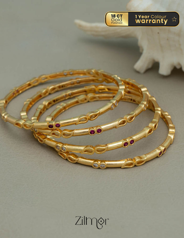 TM10043 - Golden Tone Stone Bangle 3-Zilmor