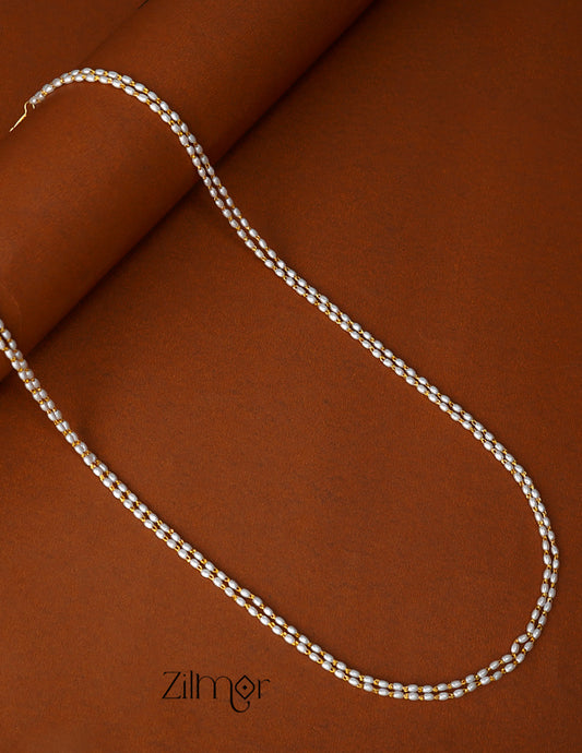 TR1011629- Gold toned 2 Layer Pearl Long Necklace