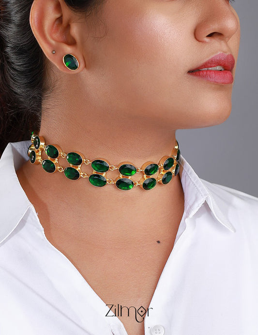 Tazim - Polished Stone Necklace Set (color option)