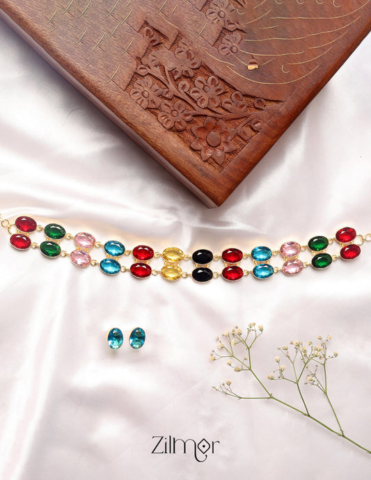 Tazim - Polished Stone Necklace Set (color option)