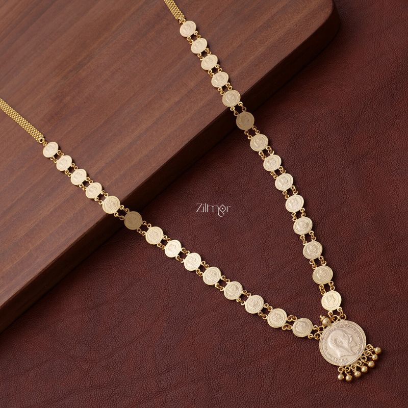 PP101086 - Goldtone Kaashu coin Long Haram Necklace