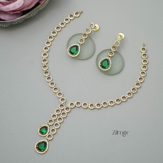 SC101301 - AD Stone Necklace with matching Earrings