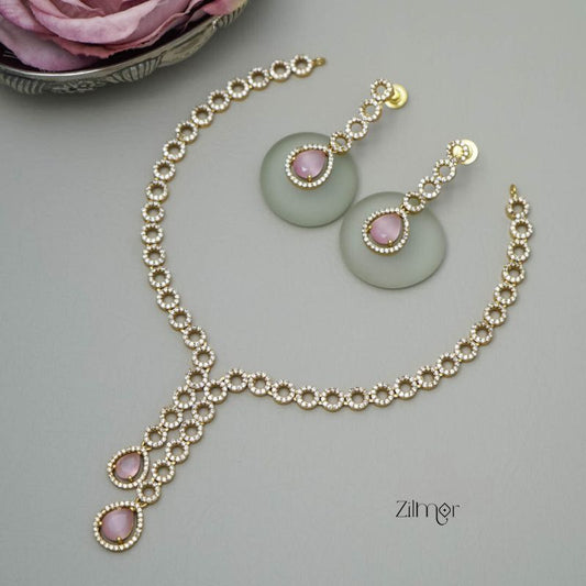 SC101301 - AD Stone Necklace with matching Earrings