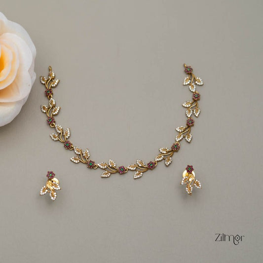 SN101287 - Premium  AD Stone Choker with Earrings