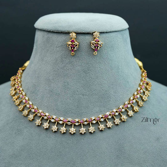 NV101285 - Premium Antique AD Stone Choker with Earrings