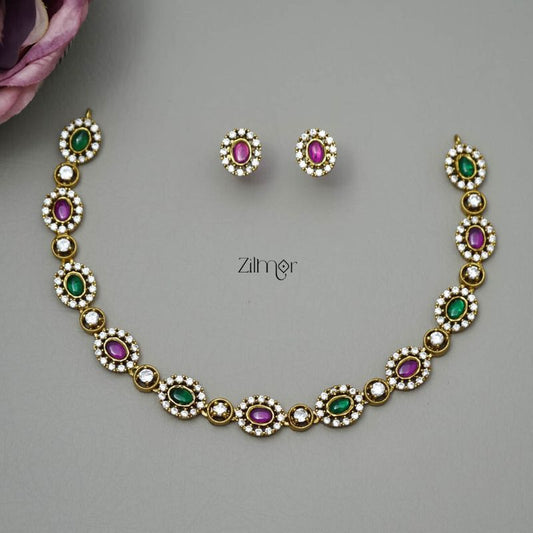 SC101305 - AD Choker/Necklace with matching Earrings