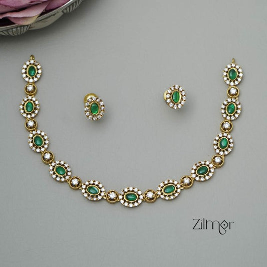 SC101305 - AD Choker/Necklace with matching Earrings