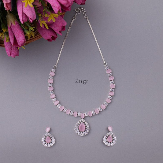 KH101082 - AD Stone Necklace with Earring set