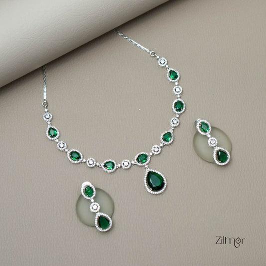 KL101379 - AD Necklace with matching Earrings