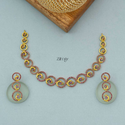 SC101320 - AD Choker/Necklace with matching Earrings