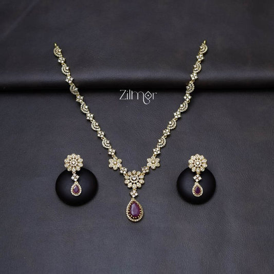 SN101288 - AD Necklace with matching Earrings