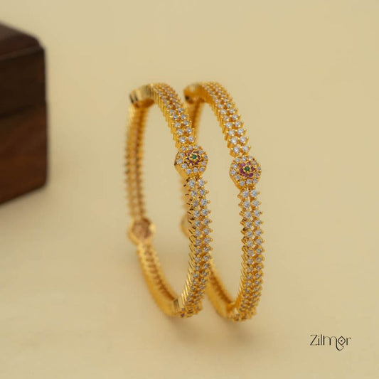 KF101562 - Gold Plated AD Stone Bangle (pair)