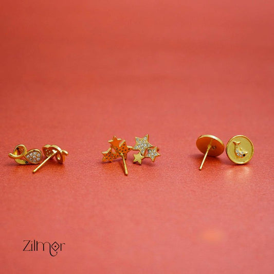 KJ101197 - Combo stud Earrings (Gold Toned)