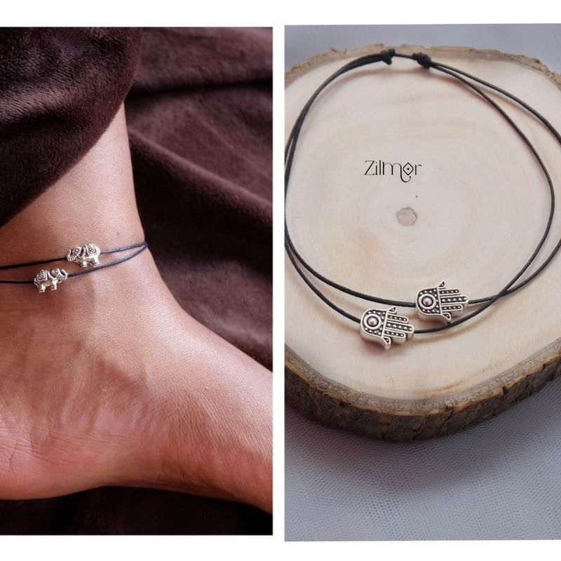 Combo of Hamsa & Elephant Charms anklets 2-Zilmor