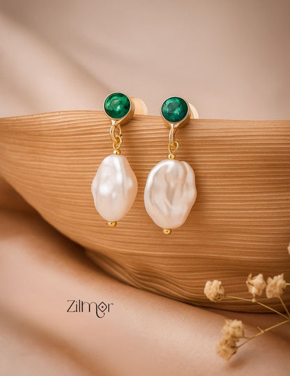 AS1011134 - Glossy Stone Pearl  Earrings (color option) 1-Zilmor