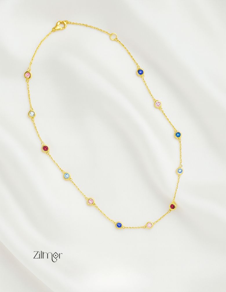 ZH1011731 -  Multi Color Stone Anti Tarnish Dailywear Necklace 2-Zilmor