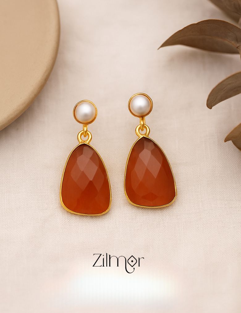 Crystal Stone with Pearl Earrings (color option) - AS100419 1-Zilmor