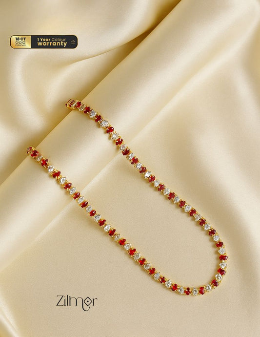 KT1011723 - Anti Tarnish Gold Plated AD Stones Chain Necklace (color option)
