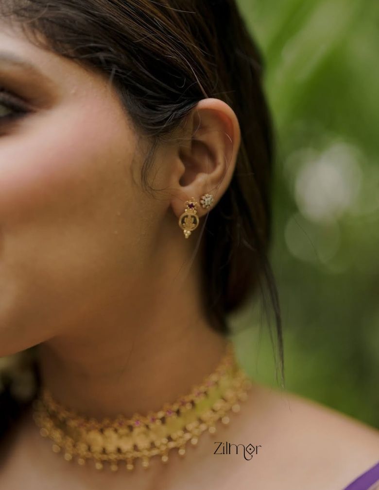 KY1011133-Goldtone Lakshmi coin bridal Choker Necklace 5-Zilmor