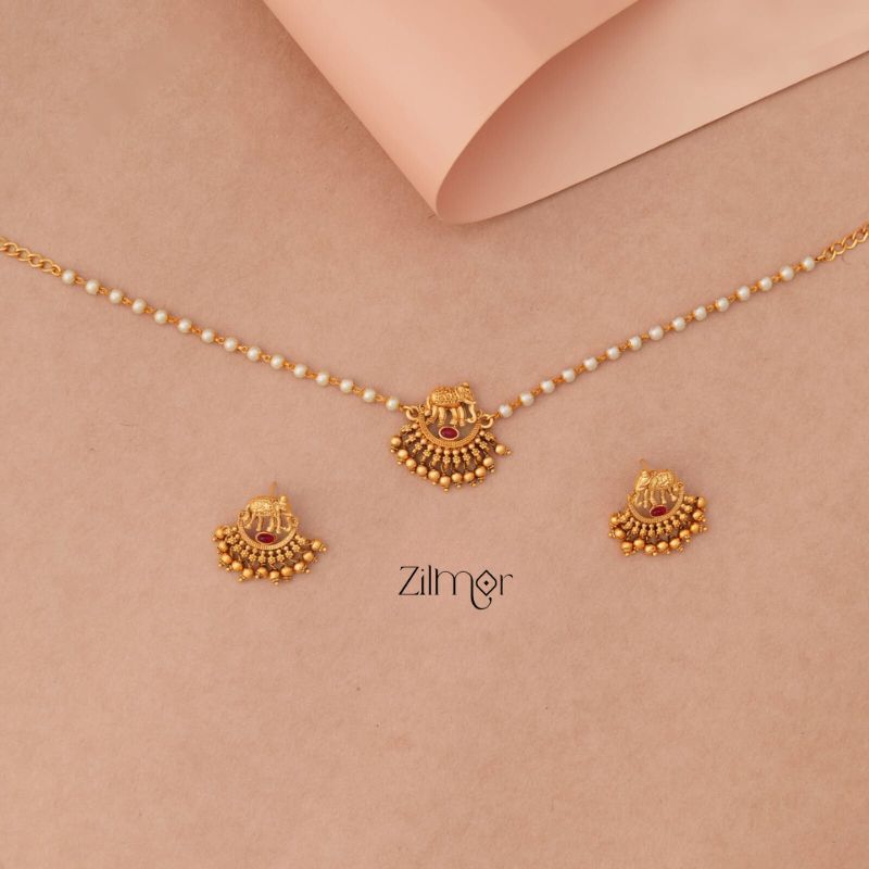 Haati Pearl Necklace with Earring Set - NV10051