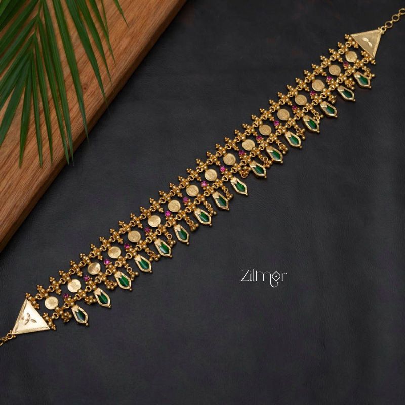 AG101375 - Gold tone Lakshmi coin with Nagapadam Bridal Choker Necklace