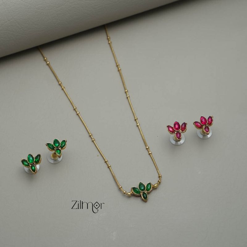 NV101281 - Reversible Lotus Necklace with 2 matching Earrings