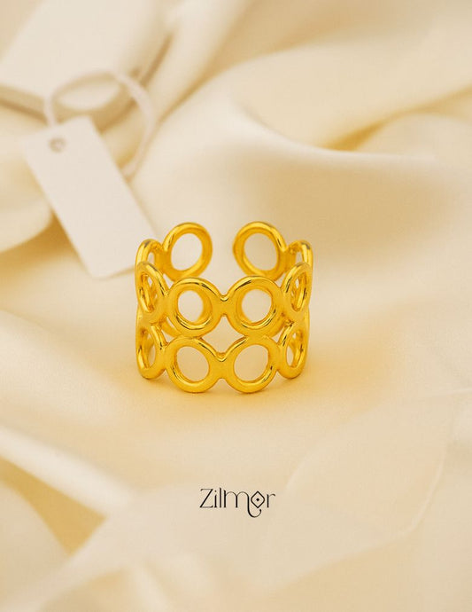 AS101129 - Double Layer Hollow Golden Rings
