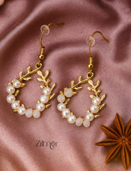 Leaf Design With Pearl and Beads Earrings - PT100260