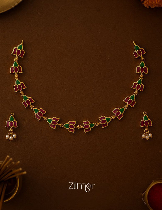 SN1011337 - Premium Kemp Lotus Necklace Earrings Set