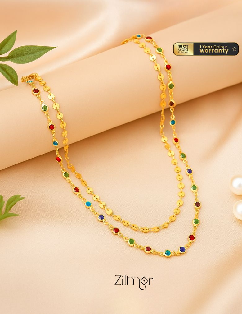 KT1011422 - Gold Tone Semi Precious stone Layered Necklace 1-Zilmor