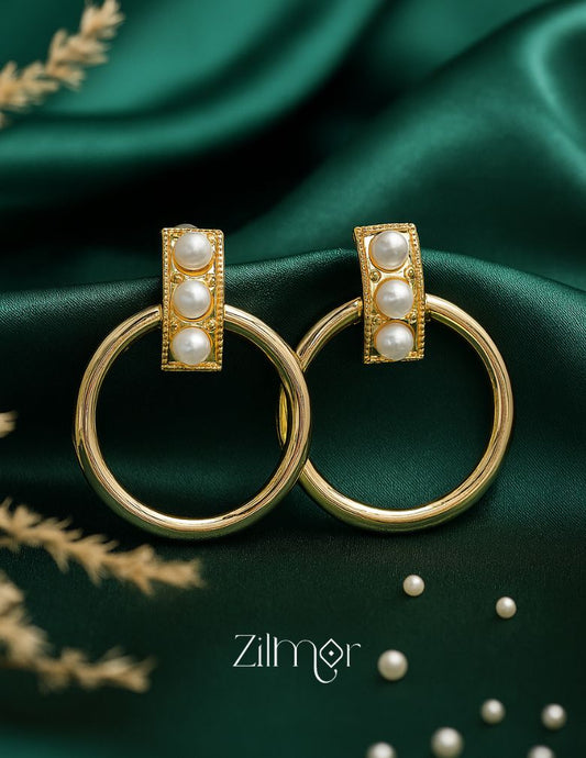 Gold Plated Pearl Earrings - PT100380