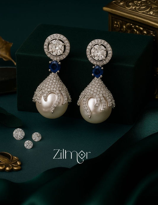 Sasha - AD Stone with Pearl Earrings 2-Zilmor