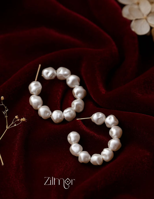 Baroque Pearl Hoops Earrings - PT100245