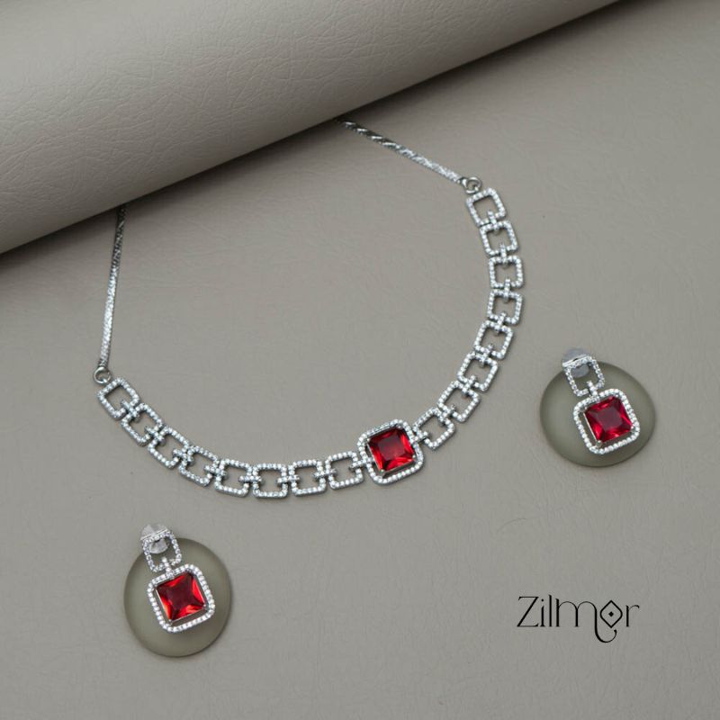 KL101212 - AD Stone Necklace with Earring set (color option)