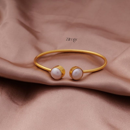 Gold Plated Adjustable Pearl Bangle - AS100425