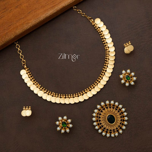 SN101572  - Antique Kaashu Necklace with Changable Pendant 2 Earring Set