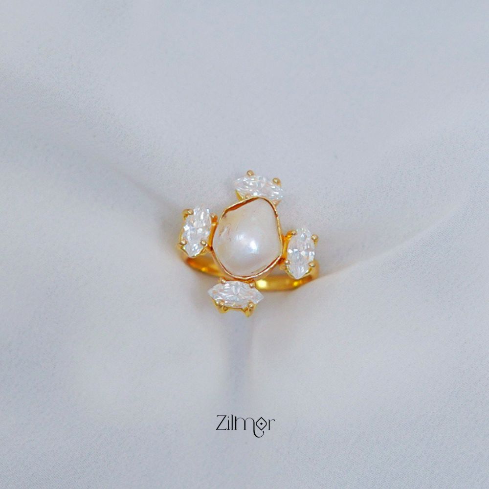 ZA101144 -  AD Stone with  Pearl Ring