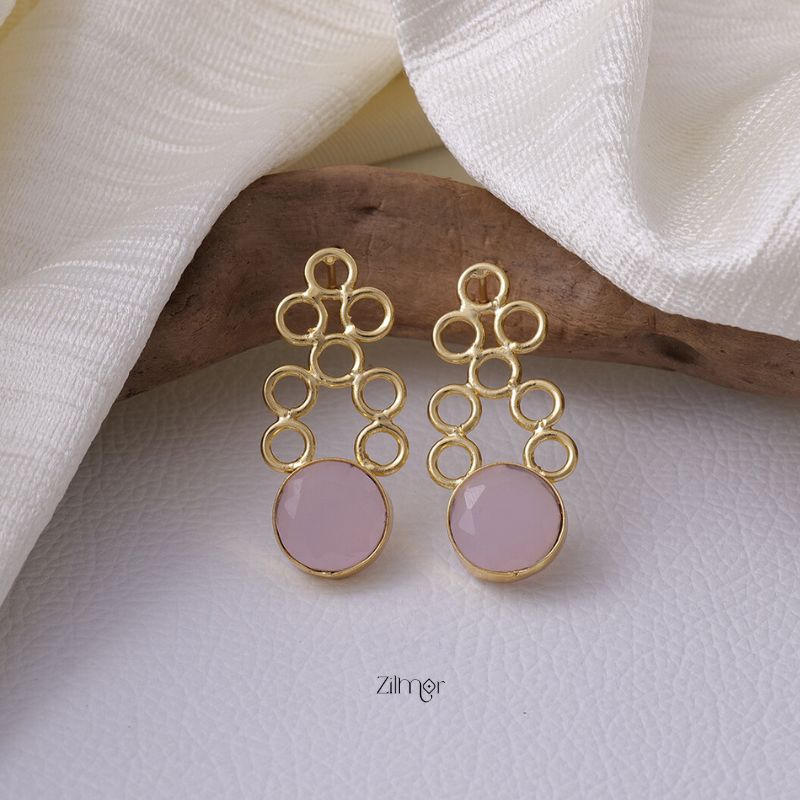 AS101056 - Gold Plated Circle Design Crystal Stone Earrings