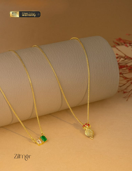 KY1011754 - Simple Kaashu & Ad stone Pendant Necklace Combo