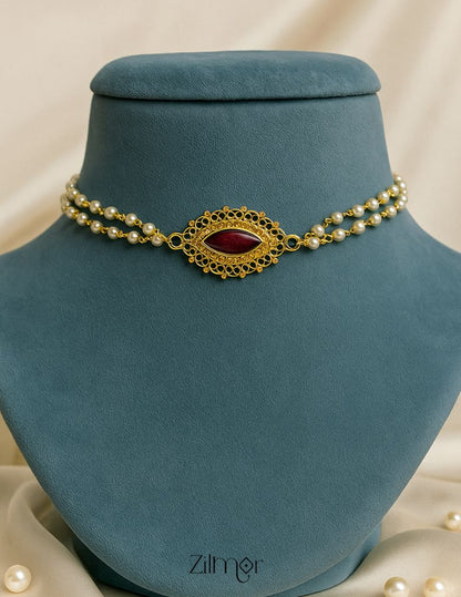 KY1011977 -  Premium Pearl Necklace with Palakka Pendant (color option)