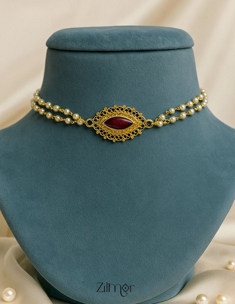 KY1011977 -  Premium Pearl Necklace with Palakka Pendant (color option)