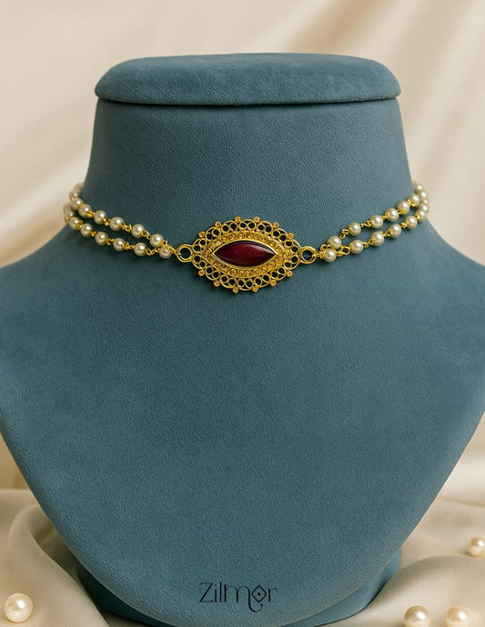 KY1011977 -  Premium Pearl Necklace with Palakka Pendant (color option)