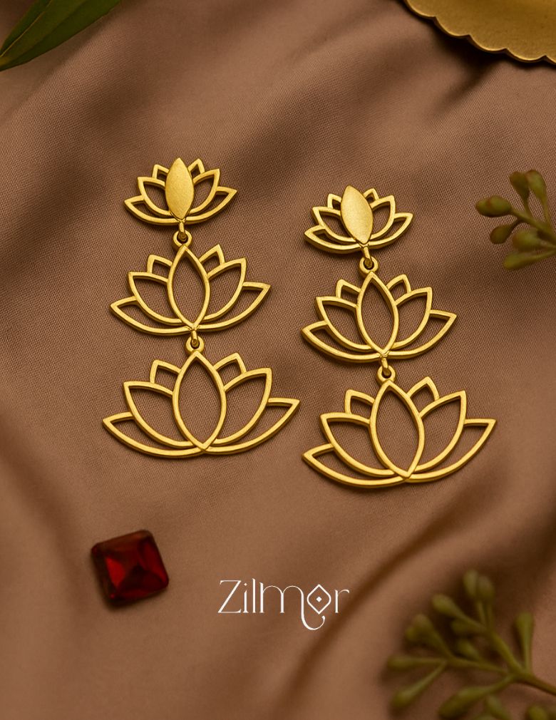 Matt Gold Finish Earrings - FS100132 1-Zilmor
