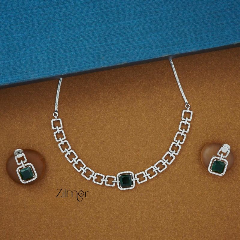 KL101212 - AD Stone Necklace with Earring set (color option)