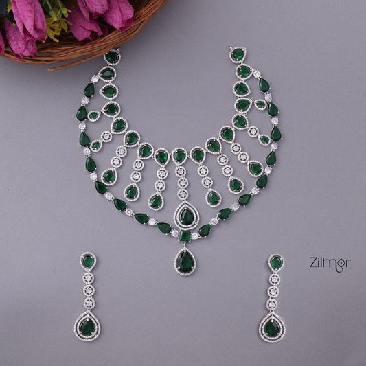 KH101084 - Bridal AD Necklace Earrings Jewellery Set